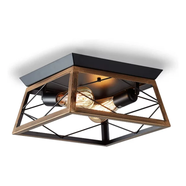 ENCOFT Deckenlampe im Käfig-Design mit 2 x E27 Fassungen, Vintage