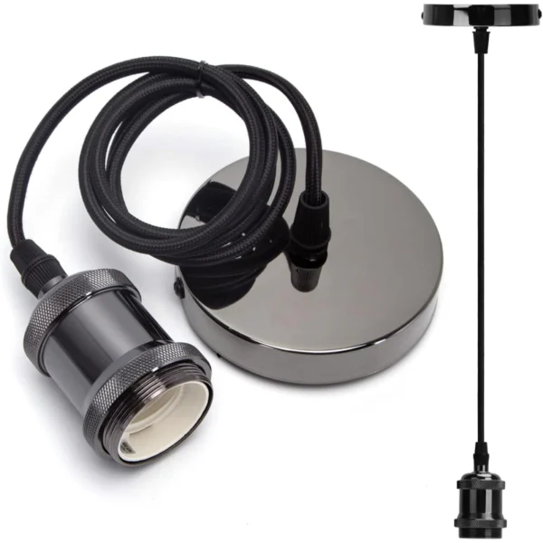 Aigostar Retro Lampenaufhängung mit 1 Meter Kabel und E27-Fassung | Schwarz
